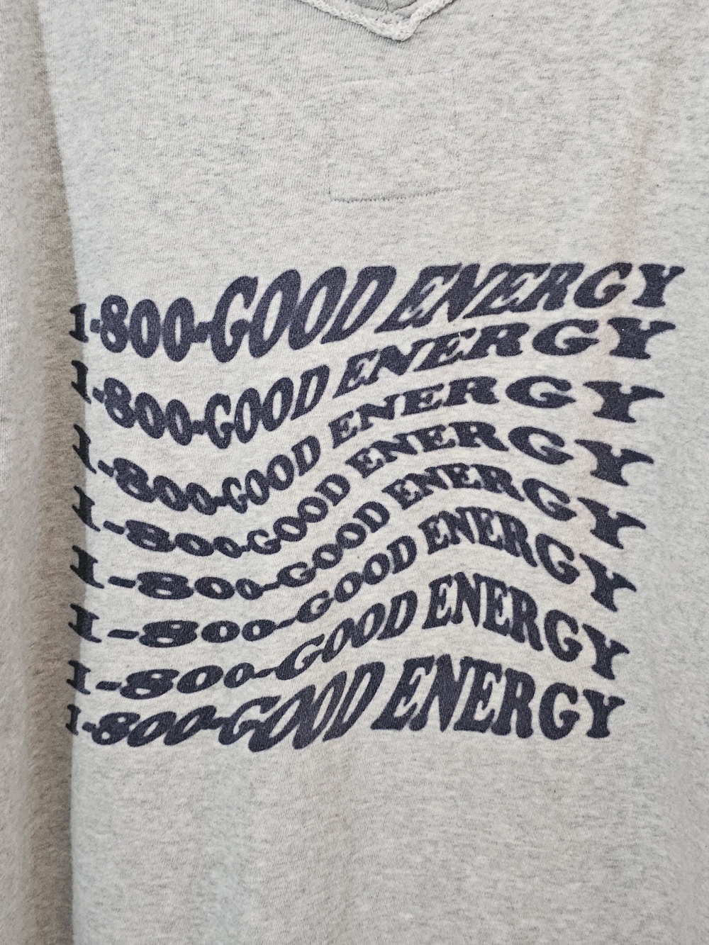 aerie Light Grey V-Neck Sweatshirt w/ 'Good Energy' Graphic Womens XS Oversized - Picture 9 of 11